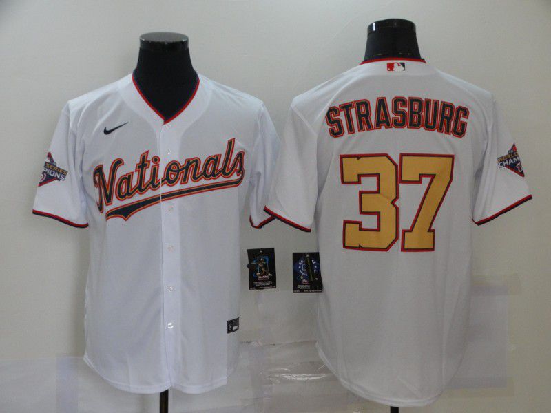 Men Washington Nationals #37 Strasburg White 2020 Game MLB Jerseys